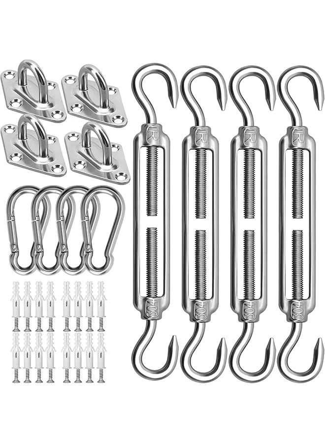 The Bros طقم أدوات ظل الشمس لظل شراع مثلث مستطيل، 44 قطعة من ملحقات تثبيت شراع الفولاذ المقاوم للصدأ الثقيلة لتثبيت المظلات الخارجية في الحديقة - Image 1