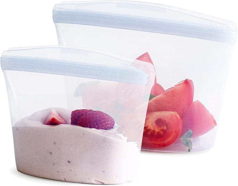 Stasher Silicone Reusable Food Storage Bags, 2-Pack Bowls, Reusable Freezer Bags, Microwave, Dishwasher, Oven Safe, Sous Vide, Lunch Containers, Eco Friendly, Food-safe Silicone Snack Bag, Clear - Image 1