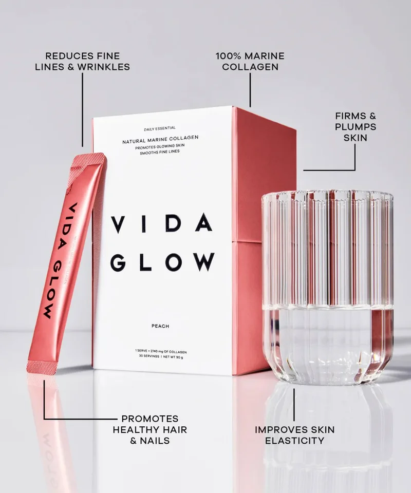 Vida GLOW Natural Marine Collagen Sachets Peach