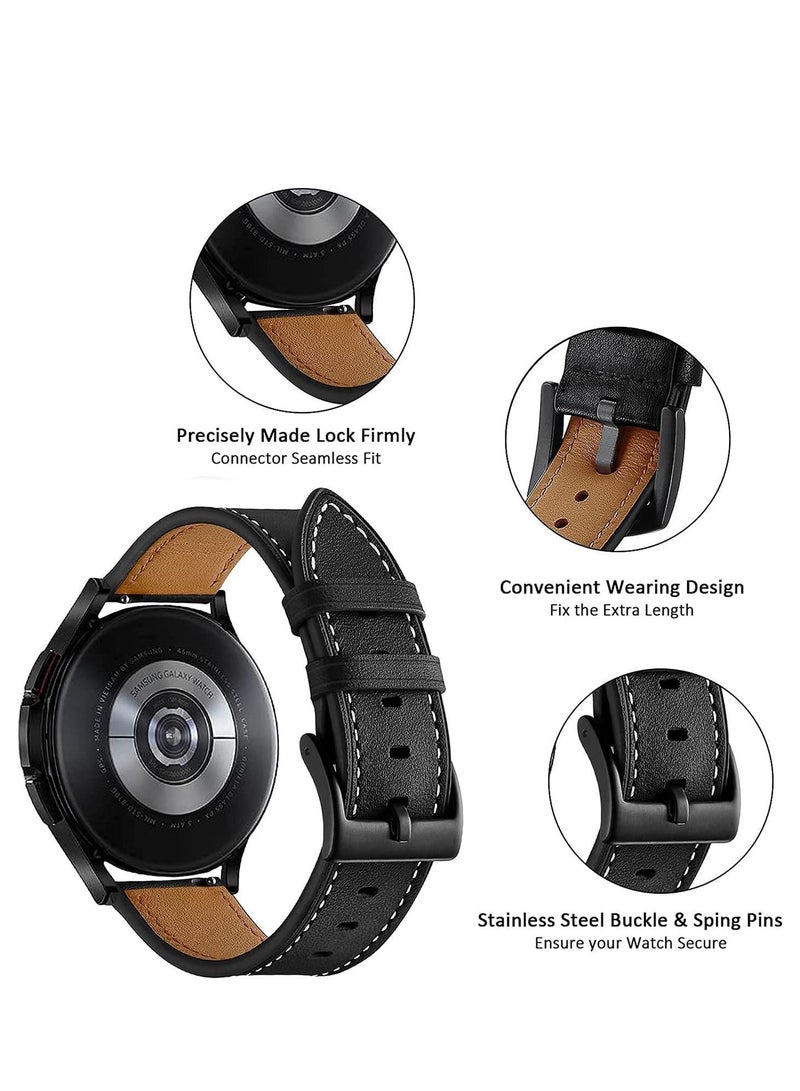 Leather Bands Compatible with Samsung Galaxy Watch 5 pro Band 45mm Galaxy Watch 5 Band 40mm 44mm Galaxy Watch 4 Band - Image 3