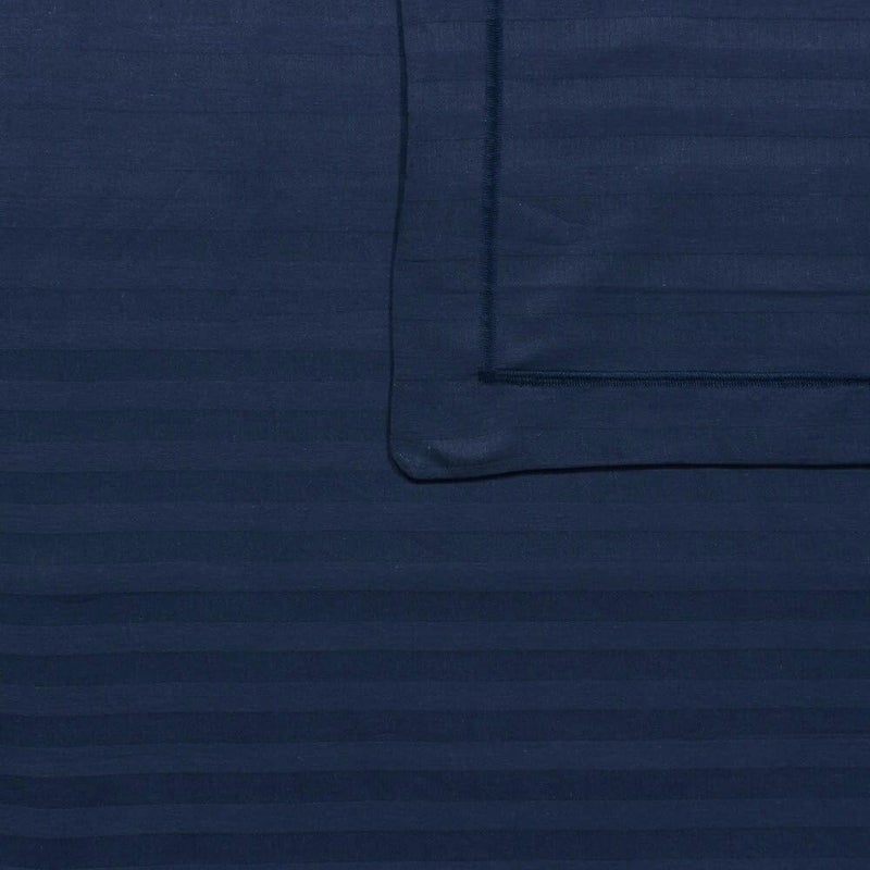 Evan Cotton Feel Satin Stripes/Lining Plain Bedsheet for Single Bed Bedsheet with One Pillow Cover for Home- Hotel-Guest House 60x90 Inch (Navy Blue) - Image 4