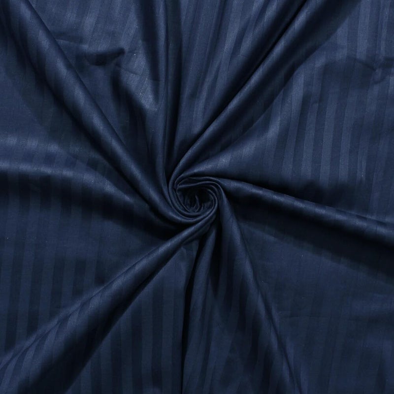 Evan Cotton Feel Satin Stripes/Lining Plain Bedsheet for Single Bed Bedsheet with One Pillow Cover for Home- Hotel-Guest House 60x90 Inch (Navy Blue) - Image 3