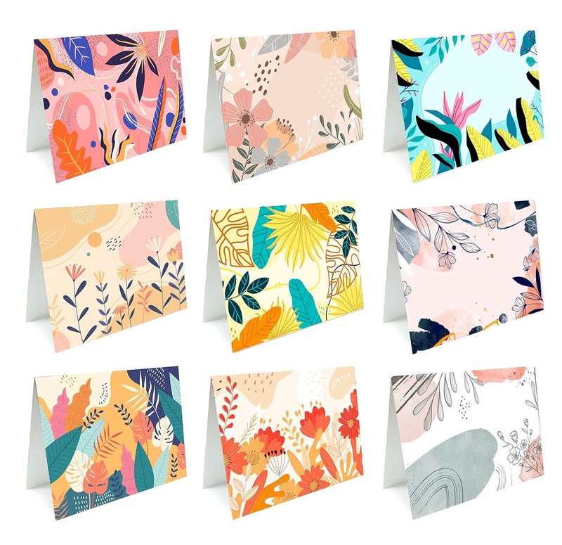 SVM CRAFT Mini abstract flower Blank Cards With Envelopes All Occasion 18 Different 39 x 29 Inch Blank Greeting Cards White Envelopes 18 Unique Designs Note Cards with Envelopes Set