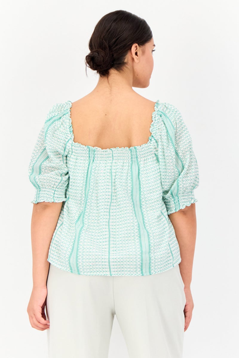 ONLY Women Squar Neck Short Sleeve Allover Print Blouse, Multicolor  - Image 3