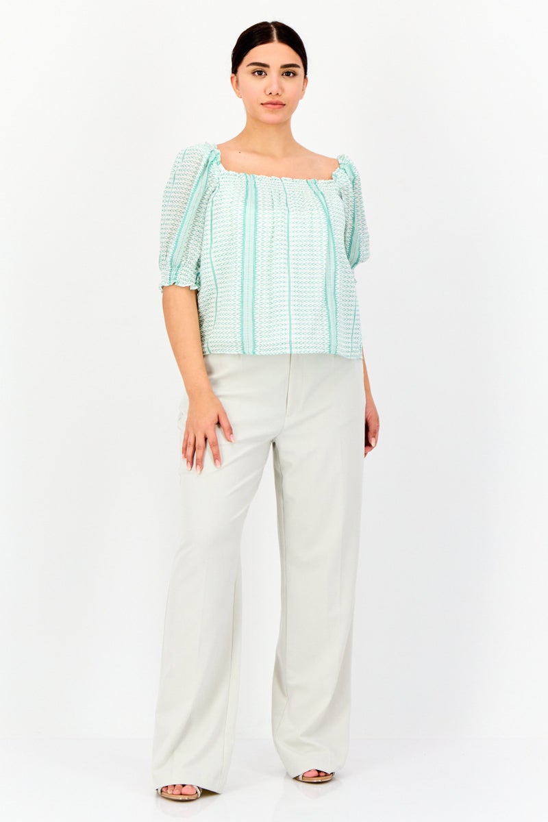 ONLY Women Squar Neck Short Sleeve Allover Print Blouse, Multicolor - Image 2