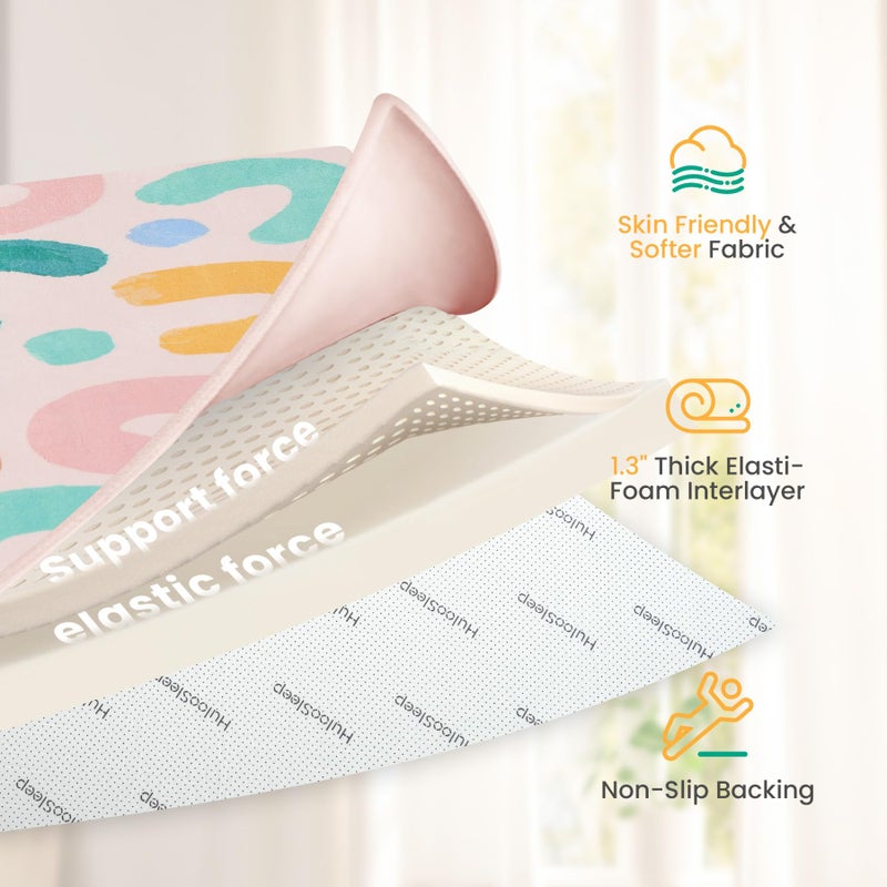 Huloo Sleep Baby Play Mat for Floor,1.3" Thick Cushioned Playpen Mat 50"x50",Extra Soft Elasti-Foam,Water Repellent Coral Velvet,Non-Slip for Crawling&Tummy Time,Infant Toddler Kids Nursery Rug(Doodle) - Image 4