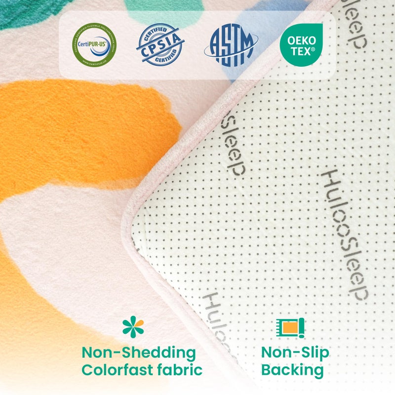 Huloo Sleep Baby Play Mat for Floor,1.3" Thick Cushioned Playpen Mat 50"x50",Extra Soft Elasti-Foam,Water Repellent Coral Velvet,Non-Slip for Crawling&Tummy Time,Infant Toddler Kids Nursery Rug(Doodle) - Image 5