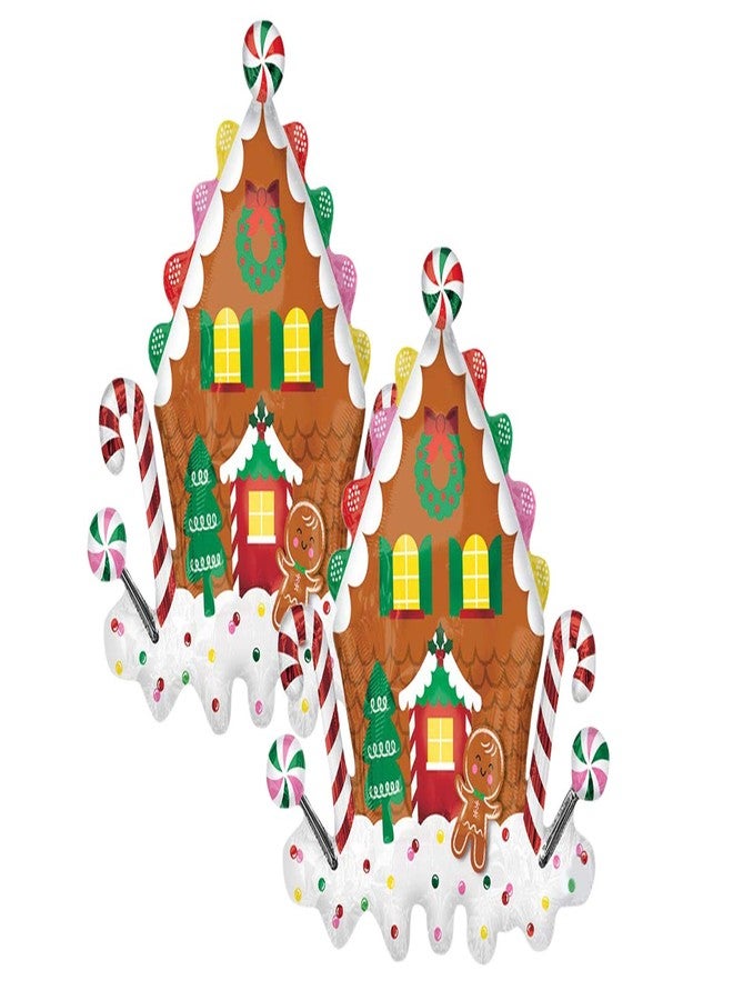 Artisan Owl Set of 2 Festive Gingerbread House Jumbo 31" Foil Party Balloons - Image 1