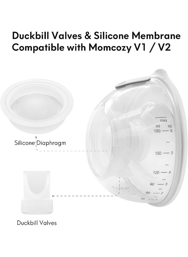 Durceler Replacement 4 Duckbill Valves/Duck Bill Valve & 2 Silicone Membrane/Diaphragm Compatible with Momcozy V1 / V2 Wearable Breast Pump - Image 2