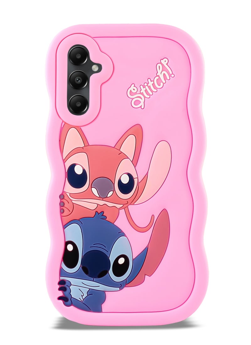 Generic - Lilo and Stitch Cartoon 3D Wavy Soft Silicone Phone Case for Samsung Galaxy A55 (Pink) - Image 1