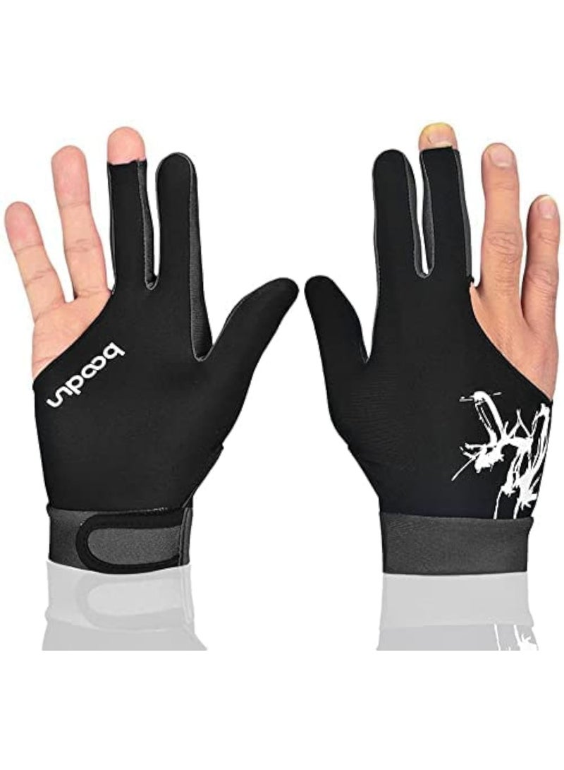 Man Woman Elastic 3 Fingers Show Gloves for Billiard Shooters Carom Pool Snooker Cue Sport - Wear on The Right or Left Hand 1PCS - Image 1