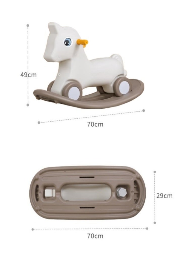 Rocking Horse with Detachable Balance Board and 4 Smooth Wheels,Kids Ride-On Rocking Horse Toy,3 in 1 Baby Rocking Toy Fun Birthday Gift for 1-3 Years Old(White，K-616) - Image 3