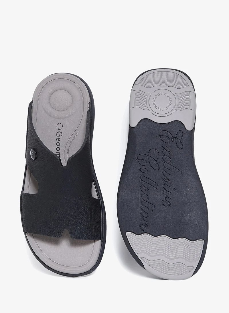 Geoomnii Black Comfort Arabic Sandals for Men – Classic Slip-On Open Toe Sandals with Cushioned Footbed for Daily Wear for Men | Best Price UAE