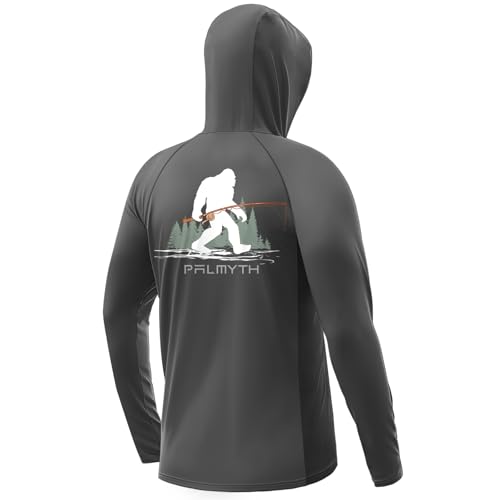 Palmyth Fishing Hoodie for Men Long Sleeve Sun Protection UV UPF 50 ShirtsCharcoalBigfoot FishingXL - Image 1
