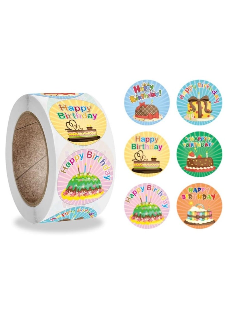 Rubik Happy Birthday Stickers Labels 1 Rolls (500pcs) For Gifts Packaging, Envelopes Seal, and Gift Wraps  - Image 1