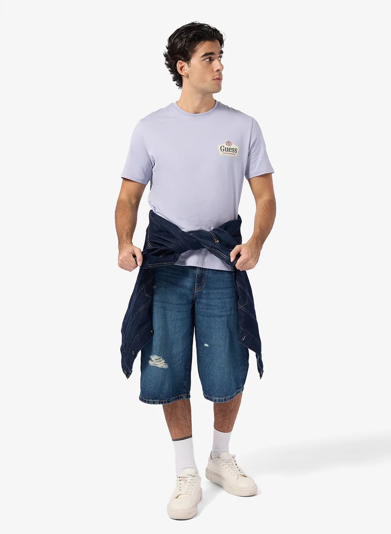Guess  Short Sleeve Crew Neck Royal T-Shirt for Men | Best Price UAE