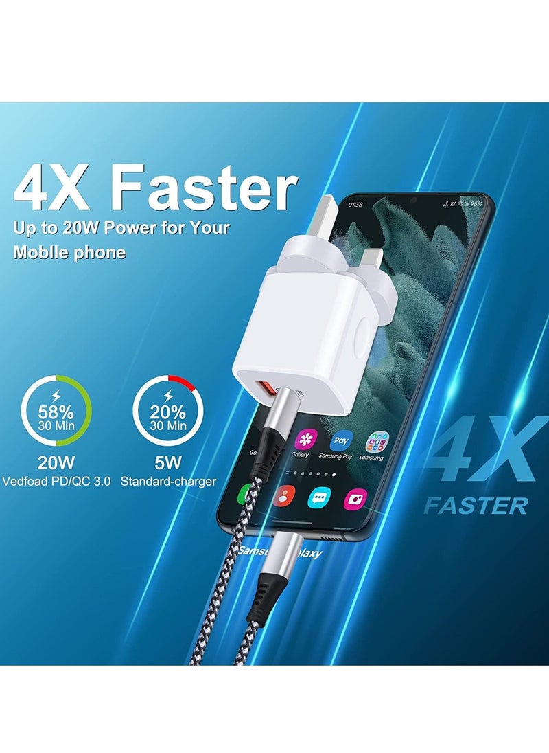 Generic - Galaxy A13/A12/A23/A52s/A32/A33/A22/Z Fold 4/Z Flip 4 USB C Charger Plug,20W Dual Ports PD & QC 3.0 Mains Wall Charger Plug,Type C Plug Fast Charging Power Adapter With Samsung Galaxy A13,iPhone12/13 - Image 1