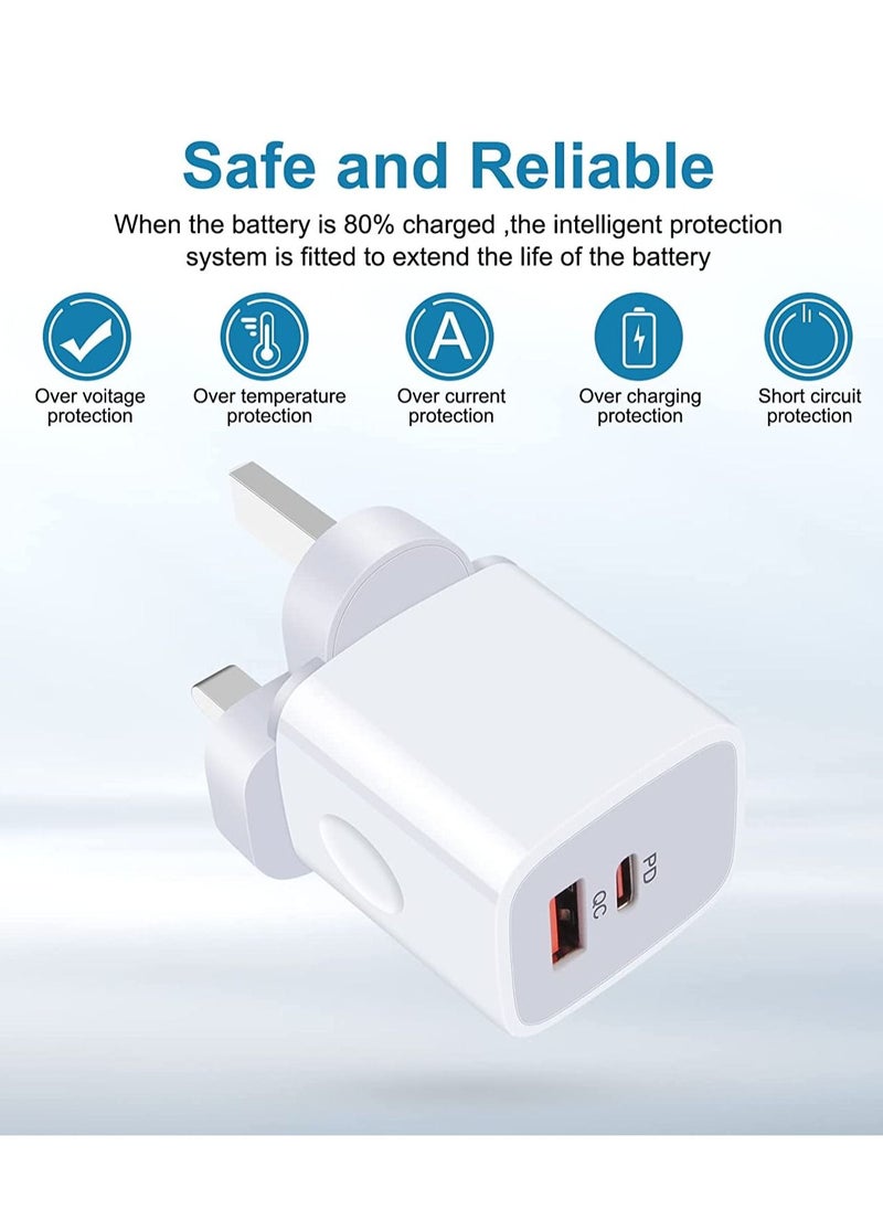 Generic - Galaxy A13/A12/A23/A52s/A32/A33/A22/Z Fold 4/Z Flip 4 USB C Charger Plug,20W Dual Ports PD & QC 3.0 Mains Wall Charger Plug,Type C Plug Fast Charging Power Adapter With Samsung Galaxy A13,iPhone12/13 - Image 1
