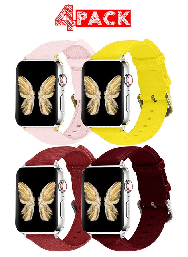 CATANES 4 Pack For Apple Watch Band 38mm/40mm/41mm Leather Band Buckle Strap Wristband Compatible with Apple watch series 7/6/5/4/3/2/1/SE - Image 1