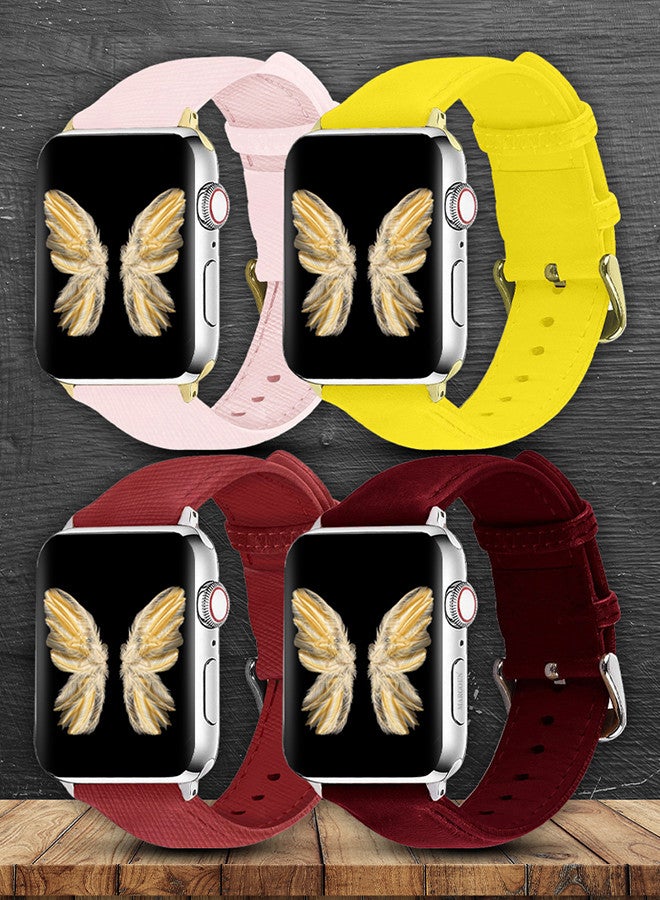 CATANES 4 Pack For Apple Watch Band 38mm/40mm/41mm Leather Band Buckle Strap Wristband Compatible with Apple watch series 7/6/5/4/3/2/1/SE - Image 2