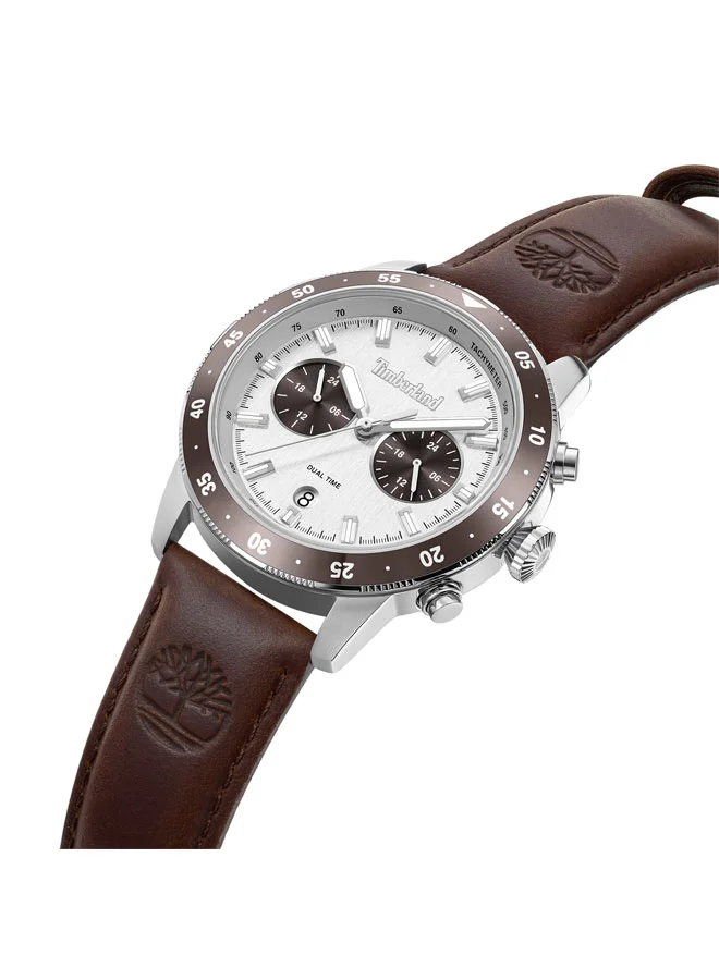 Timberland Parkman Grey Dial Leather Strap Multifunction Watch for Men, 44mm
