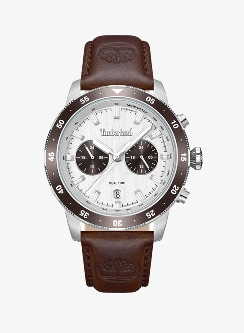 تمبرلاند Parkman Grey Dial Leather Strap Multifunction Watch for Men, 44mm