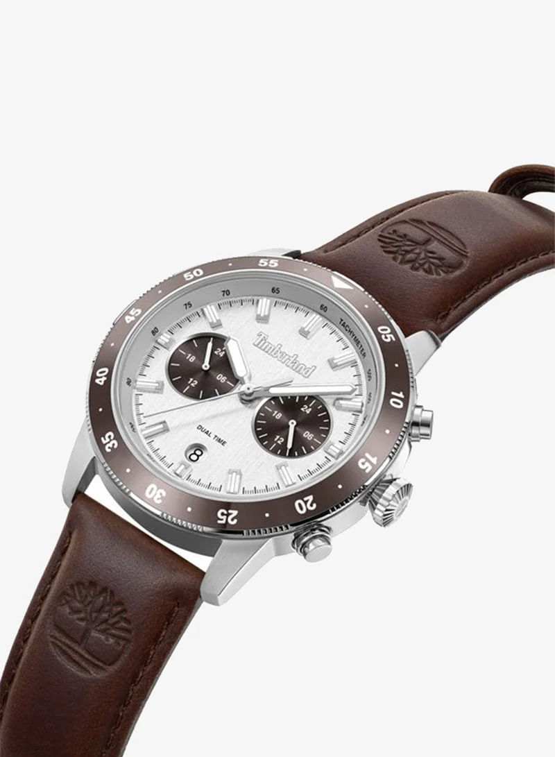 تمبرلاند Parkman Grey Dial Leather Strap Multifunction Watch for Men, 44mm