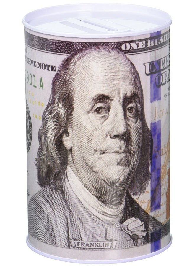 Chadamyi صندوق نقود معدني على شكل ورقة 100 دولار، 100$، صندوق نقود معدني، 5 7/8 بوصة ارتفاع × 4 بوصة، صندوق عملات بنجامين فرانكلين - Image 1