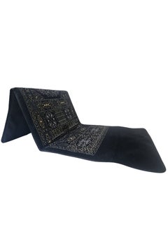 Smart Luxury Prayer Rug with Wooden Backrest 150cm x 70cm Embroidered Chenille Velvet and Compressed Foam Padded (Kaaba's Door)  - Image 1