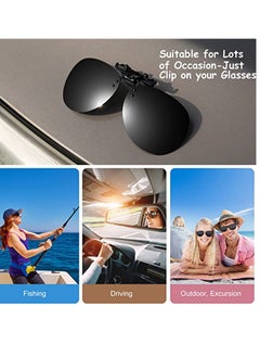 SYOSI Clip On Sunglasses Retro Polarized Flip Up Sunglasses Sunglasses That Got Stuck in Myopic Glasses Plastic Sunglasses for Driving Fishing Traveling  - Image 4