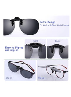SYOSI Clip On Sunglasses Retro Polarized Flip Up Sunglasses Sunglasses That Got Stuck in Myopic Glasses Plastic Sunglasses for Driving Fishing Traveling  - Image 3