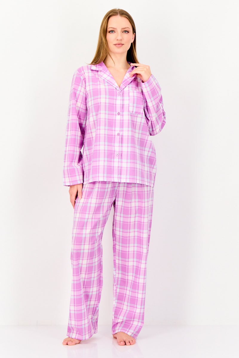 English Laundry Women 2 Pieces Checkered Long Sleeve Top And Bottom Pajama Set, Multicolor - Image 1