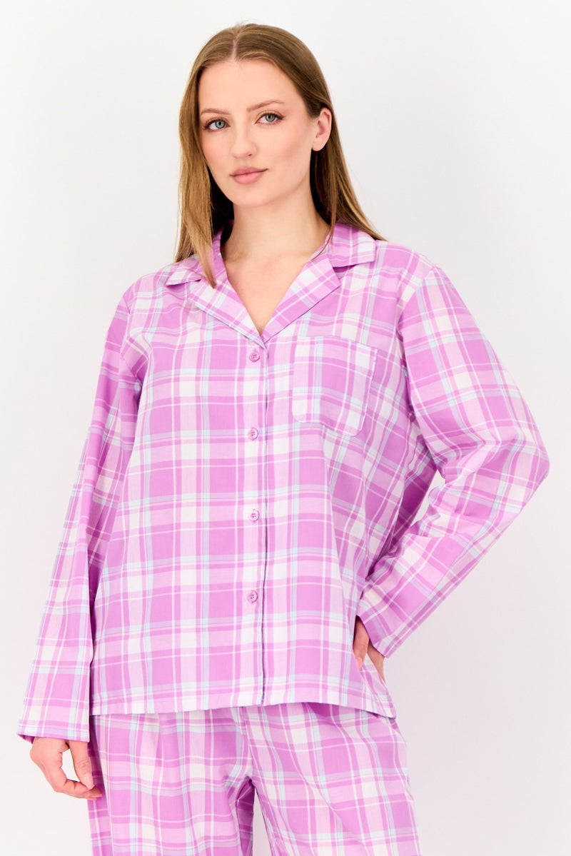 English Laundry Women 2 Pieces Checkered Long Sleeve Top And Bottom Pajama Set, Multicolor - Image 2