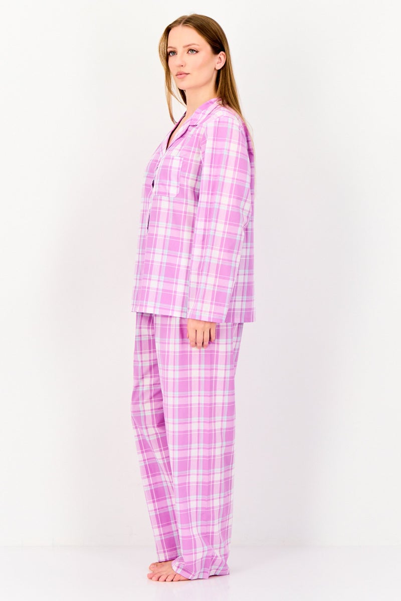 English Laundry Women 2 Pieces Checkered Long Sleeve Top And Bottom Pajama Set, Multicolor - Image 4