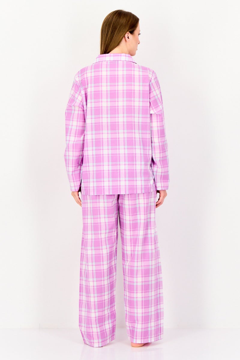 English Laundry Women 2 Pieces Checkered Long Sleeve Top And Bottom Pajama Set, Multicolor - Image 3