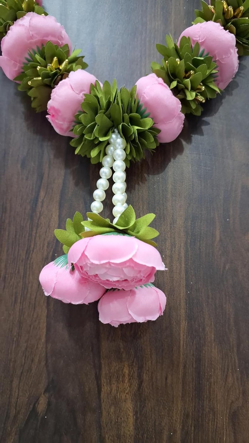 The Artisan WorkshopArtificial Flower Garland Rose Petal Mala Fabric malaphool malaPhoto Frame mala 18x14x9 cm Pooja Decor - Image 5
