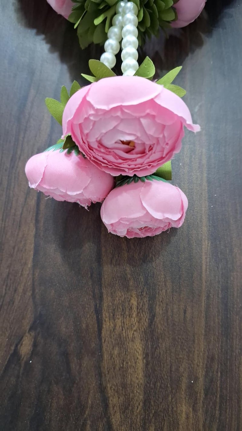 The Artisan WorkshopArtificial Flower Garland Rose Petal Mala Fabric malaphool malaPhoto Frame mala 18x14x9 cm Pooja Decor - Image 2
