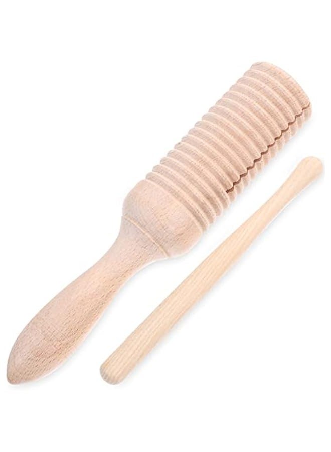 Guiro Instrument 1 Set Wooden Guiro Percussion Instrument Tone Block Musical Instrument Wood Tambourine for Kids and Adults Percussion Baby Musical - Image 1