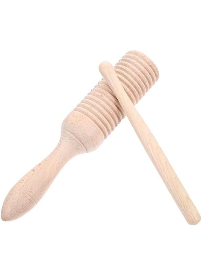 Guiro Instrument 1 Set Wooden Guiro Percussion Instrument Tone Block Musical Instrument Wood Tambourine for Kids and Adults Percussion Baby Musical - Image 3