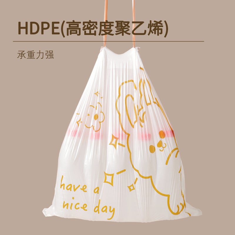 Tear-Free Garbage Bag Household Satchel Thickeneded Kitchen Drawstring Printed Tear-Free Automatic Closing Large Garbage Bag - Image 5