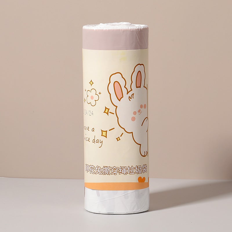 Tear-Free Garbage Bag Household Satchel Thickeneded Kitchen Drawstring Printed Tear-Free Automatic Closing Large Garbage Bag - Image 1