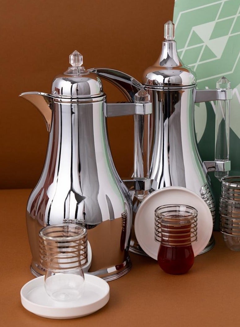 Silver tea and coffee thermos set - Image 2