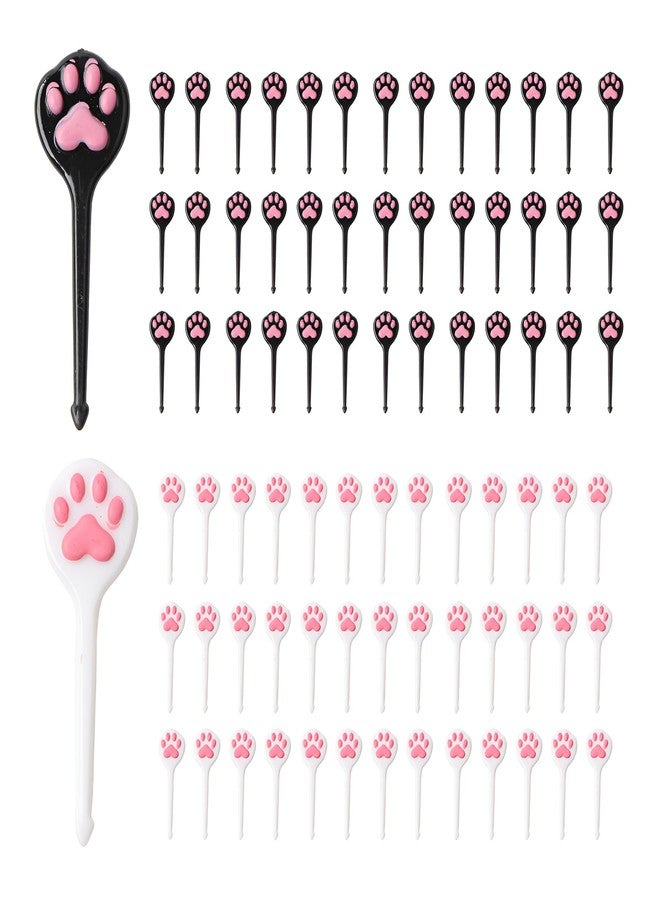 Ximimark 80PCS Cat Meatball Cat Paw Fruit Stick Children Meow Star Paw Paw Fruit Fork Cute Cake Snack Fork - Image 1