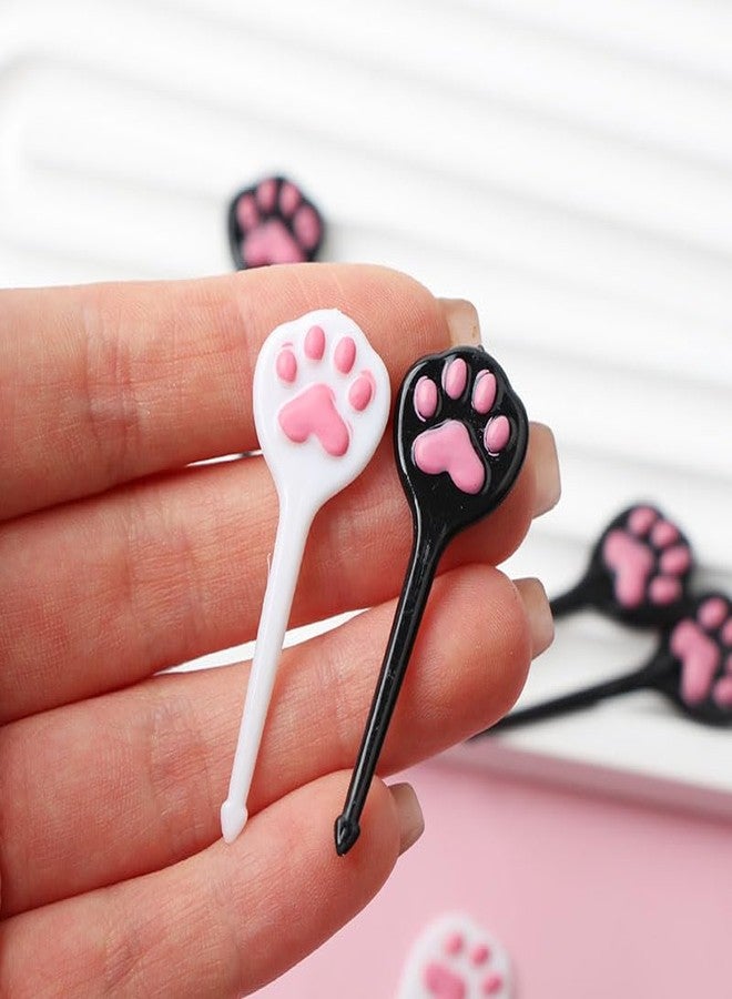 Ximimark 80PCS Cat Meatball Cat Paw Fruit Stick Children Meow Star Paw Paw Fruit Fork Cute Cake Snack Fork - Image 2