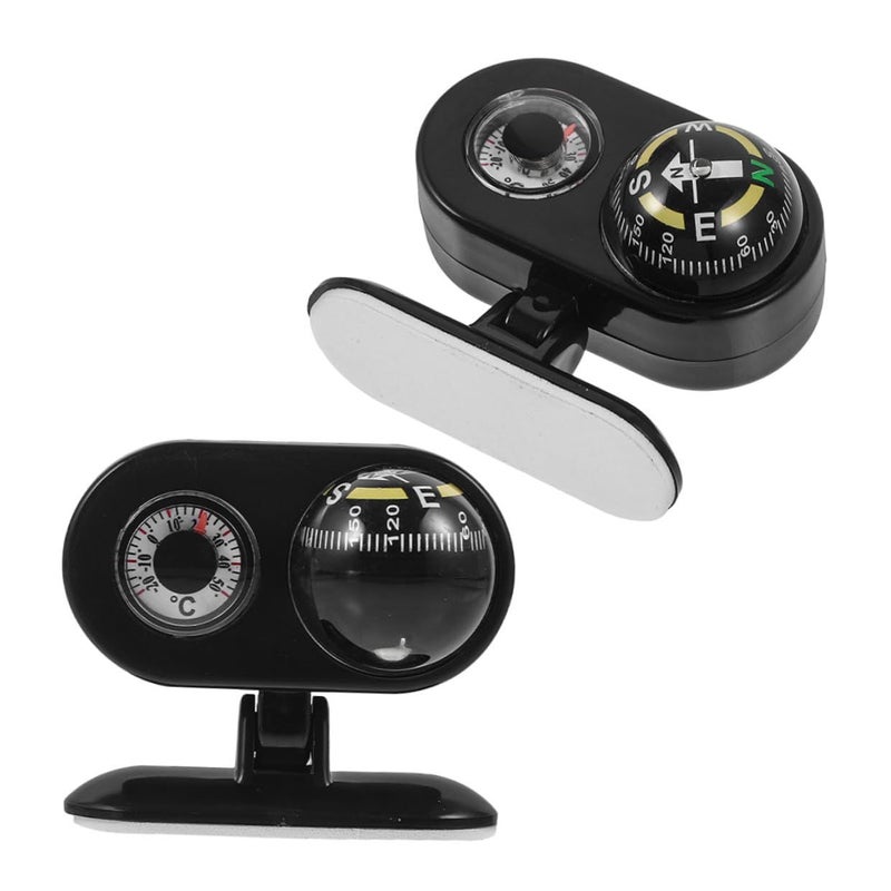 2 Pcs Dashboard Compass Ball With Adhesive Mount Universal Direction Indicator For Car Truck Marine Outdoor Use Black - Image 2