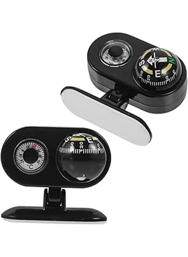 2 Pcs Dashboard Compass Ball With Adhesive Mount Universal Direction Indicator For Car Truck Marine Outdoor Use Black - Image 1