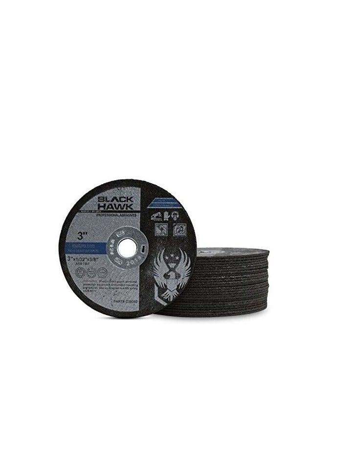 Black Hawk Metal and Stainless Steel Cut Off Wheels for Die Grinders, 3” x 1/32” x 3/8” - 25 Pack - Image 2
