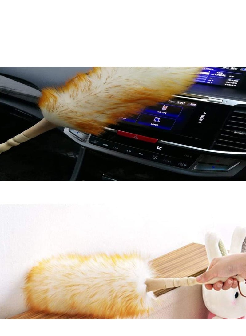 SYOSI Clean Duster 18.5 inchs Long Household Cleaning Wool Duster for Remove Dust Brush Car Sweep Dust Room Cleaning with Solid Wooden Handle, Flexible Head, Anti-Static, Comfortable Grips - Image 4