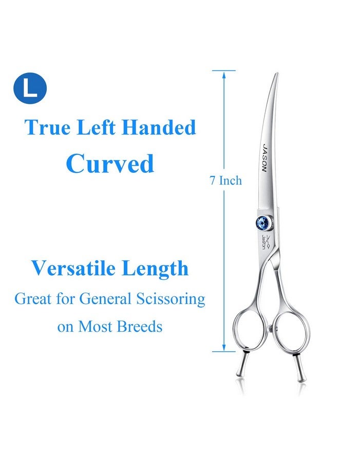 جيسون مقص جيسون المنحني للعناية بالكلاب، مقاس 7 بوصات، مقصات للعناية بالقطط، طقم تشذيب الحيوانات الأليفة، مناسب للمزينين باليد اليسرى، مقص حاد ومريح - Image 2