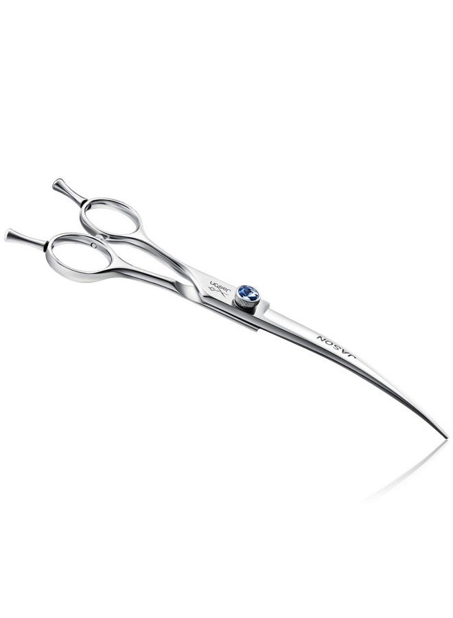 جيسون مقص جيسون المنحني للعناية بالكلاب، مقاس 7 بوصات، مقصات للعناية بالقطط، طقم تشذيب الحيوانات الأليفة، مناسب للمزينين باليد اليسرى، مقص حاد ومريح - Image 1